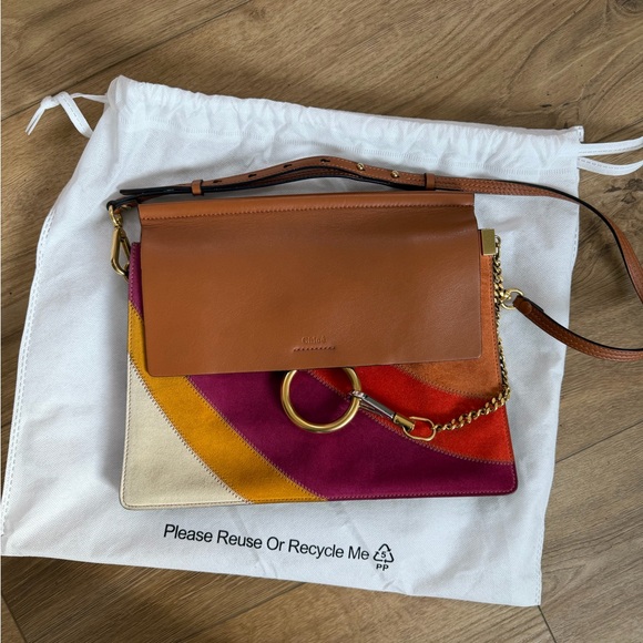 Chloe Handbags - Chloe Faye Multicolor Striped Patchwork Leather & Suede Crossbody Bag
